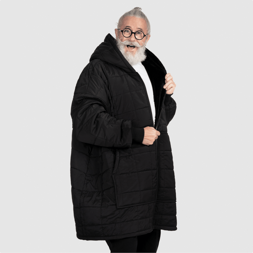 Black Zip Through Outdoor Oodie
