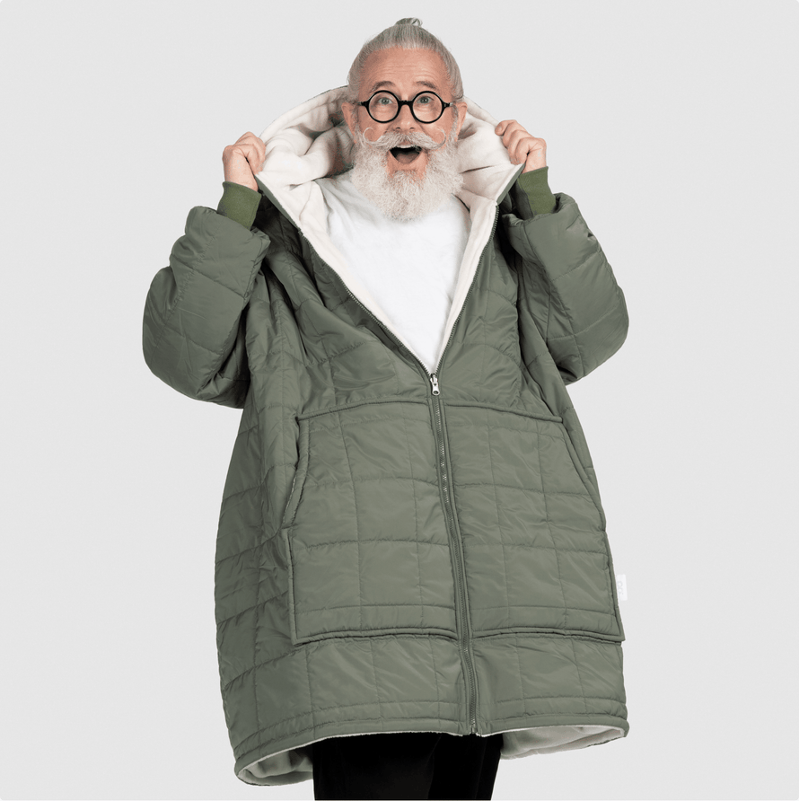 Khaki Zip Through Outdoor Oodie