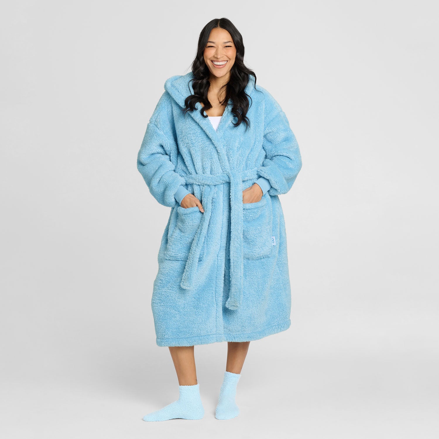 Mid Blue Fluffy Dressing Gown