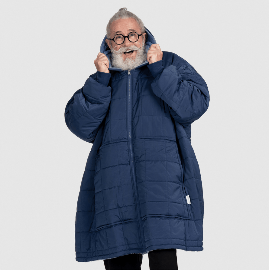 Navy Zip Through Outdoor Oodie