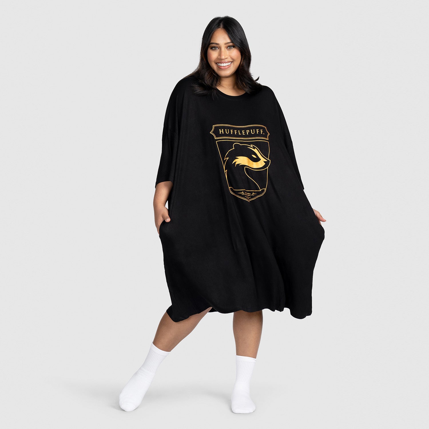 thumbnail image 2 of BNIP Genuine Oodie Harry Potter Hufflepuff Adult Yellow Wearable Blanket - Plus Size 2 of 5