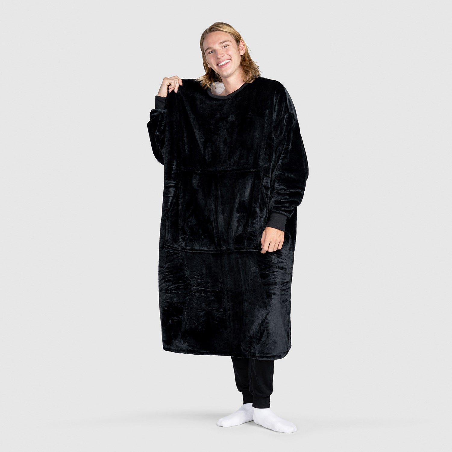 Black Long Crew Neck Oodie The Oodie UK