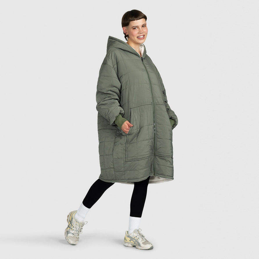 Khaki Zip Through Outdoor Oodie