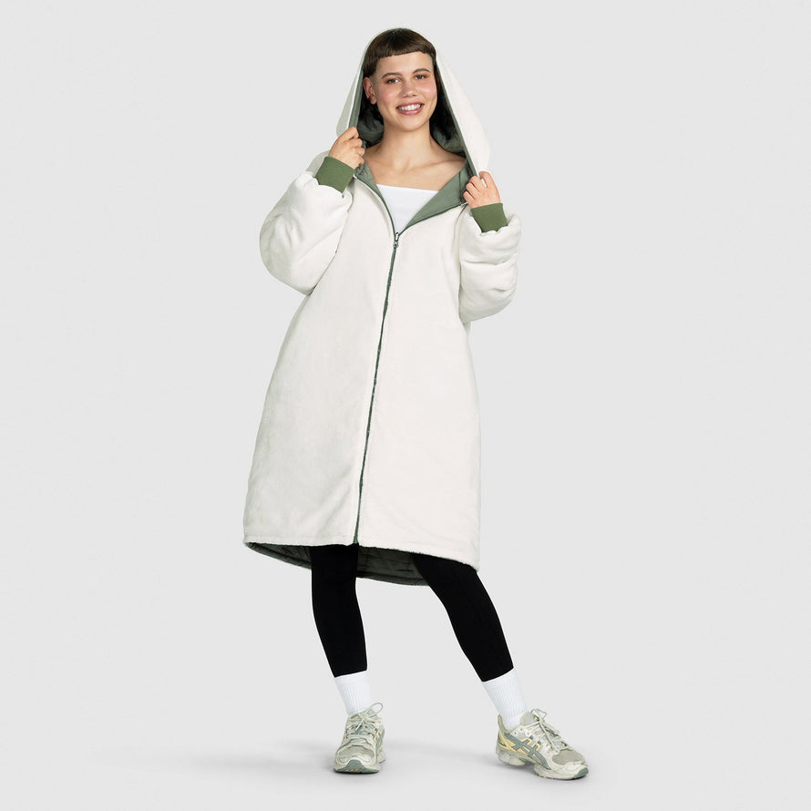 Khaki Zip Through Outdoor Oodie