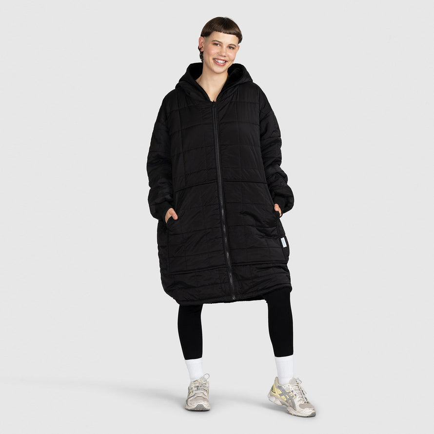 Black Zip Through Outdoor Oodie