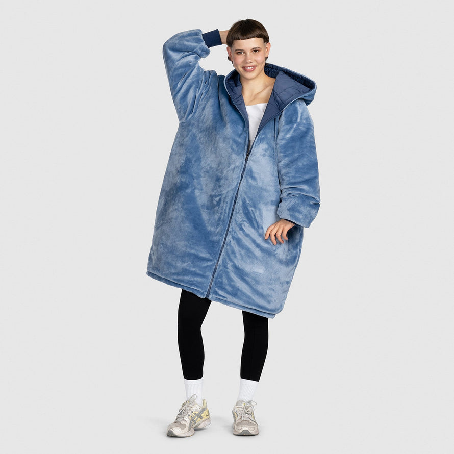 Navy Zip Through Outdoor Oodie