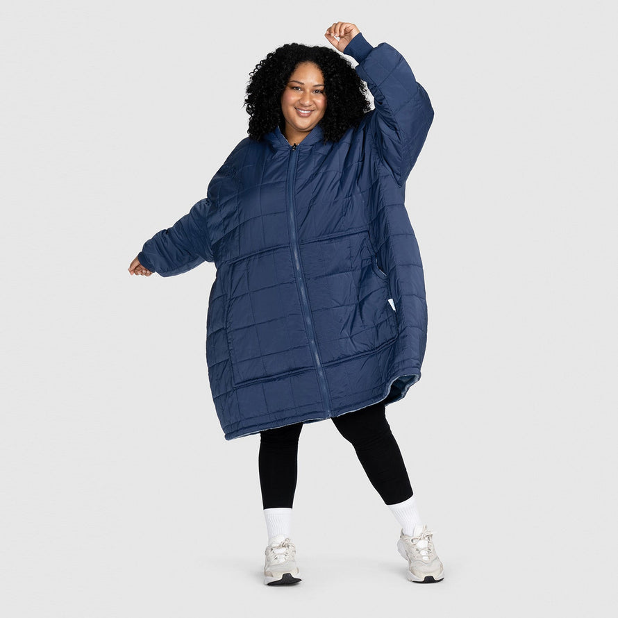 Navy Zip Through Outdoor Oodie