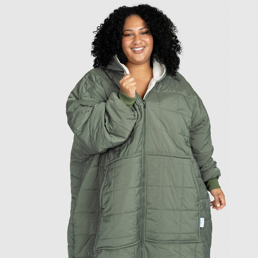 Khaki Zip Through Outdoor Oodie