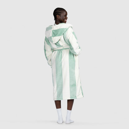 Sage Stripe Sherpa Dressing Gown The Oodie UK Sage Stripe Sherpa Dressing Gown The Oodie UK