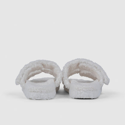 White Two Strap Sherpa Slide