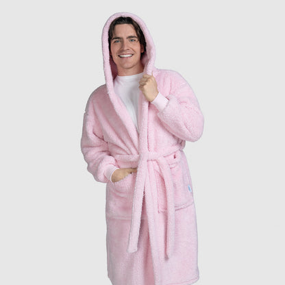 short fluffy dressing gown with hood Sienna Hooded Sherpa Fleece Dressing Gown