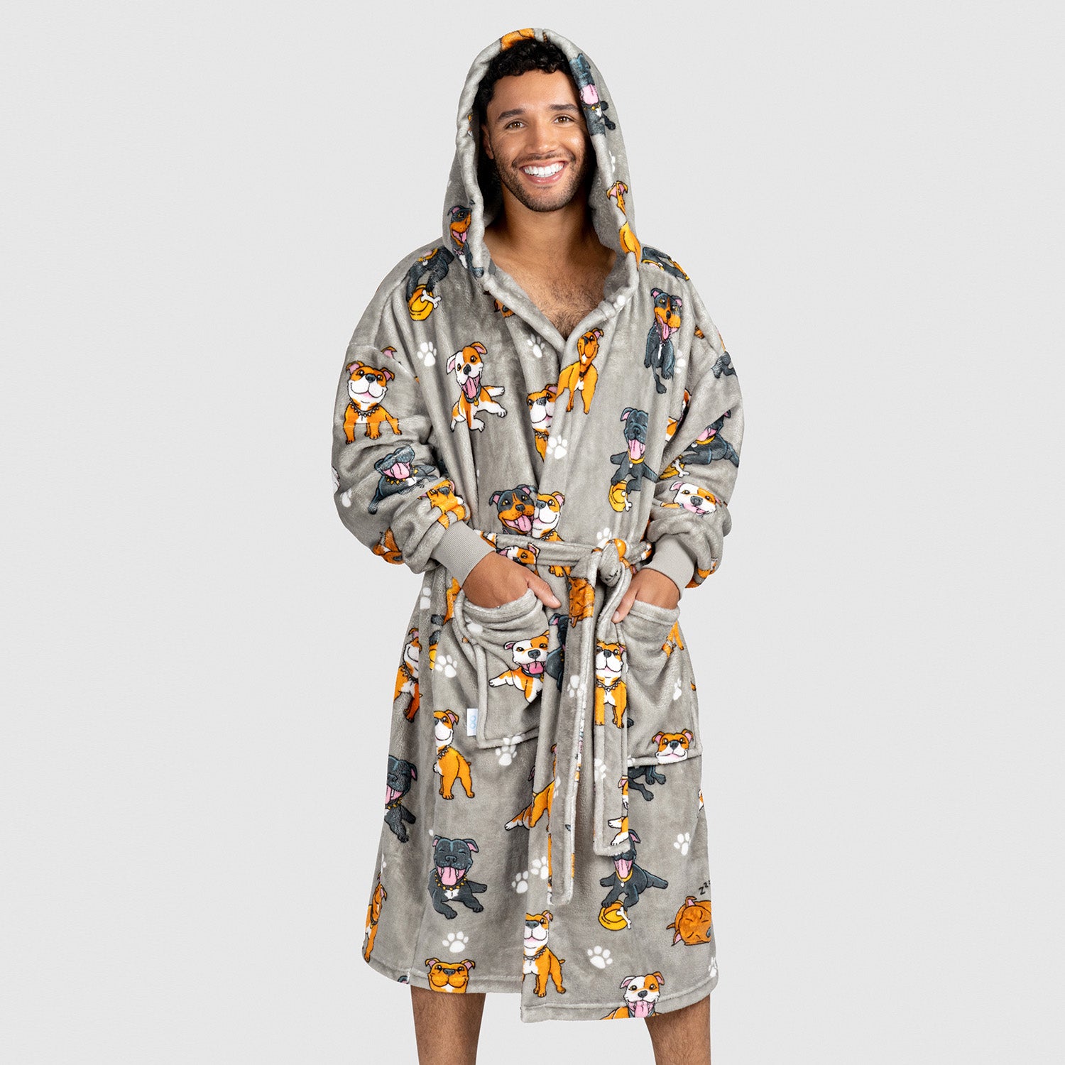 Amazon.com: MTFBQ Coral Fleece Bathrobe with Hood Long Sleeve Mid-Length Dressing  Gown Funny Fluffy Spring Coral Fabric Blanket Wearable (Size : XXL-113cm) :  Clothing, Shoes & Jewelry