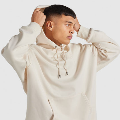 Cream Relaxed Cotton Fleece Hoodie
