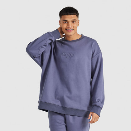 Light Steel Blue Relaxed Cotton Fleece Crew